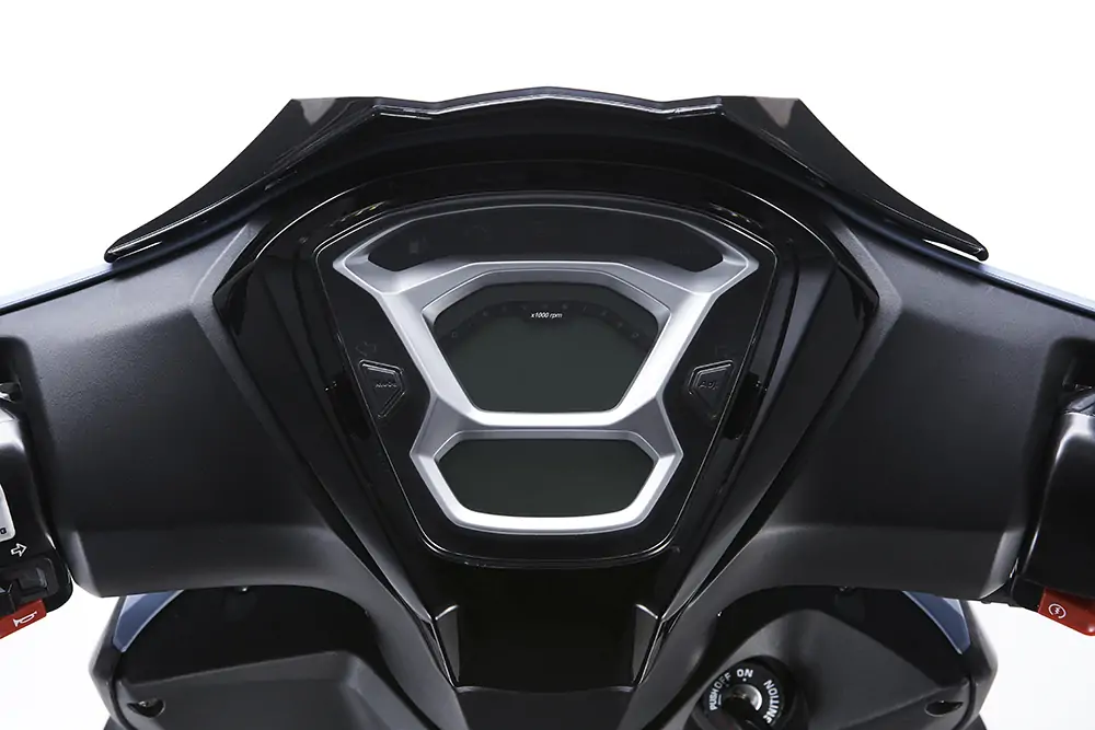 Modern Kymco motorbike cockpit and dashboard for rental in Aegina