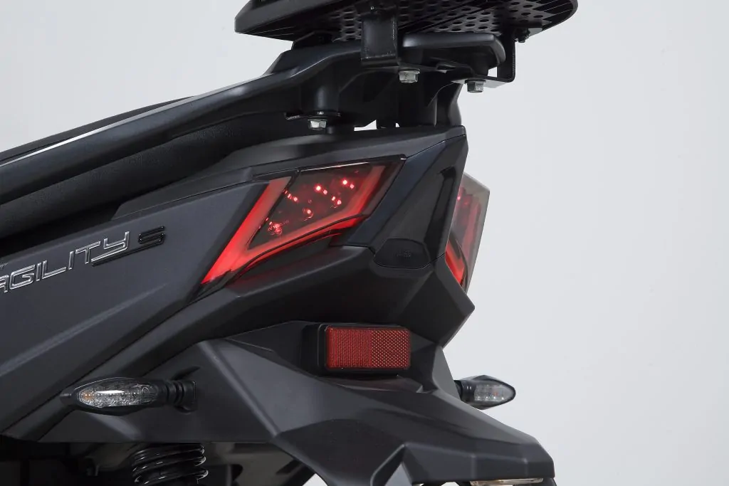 Rear light and back design of a Kymco Agility S 125i motorbike in Aegina