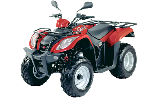 Red Kymco MXU 50 quad rental in Aegina, Greece